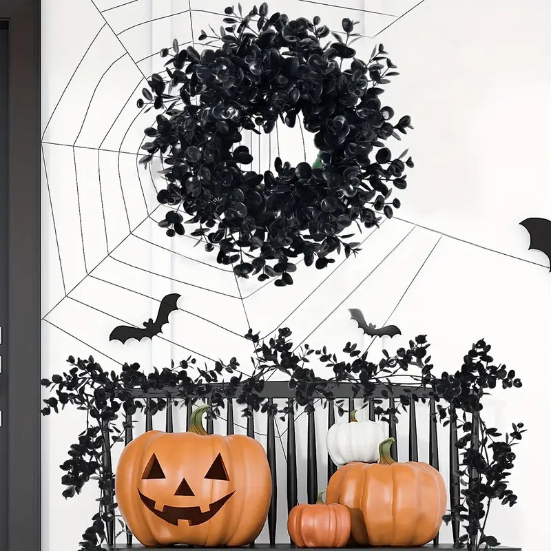 Halloween Black Eucalyptus Garland - 68.9" Festive Decor for Stair Balustrades, Fireplace & More | Temu Affiliate Program