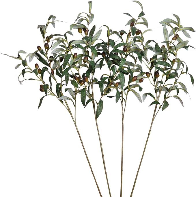 SHACOS Artificial Olive Branches with Fruits Set of 4 Fake Greenery Branches 28 inch Long Olive S... | Amazon (US)