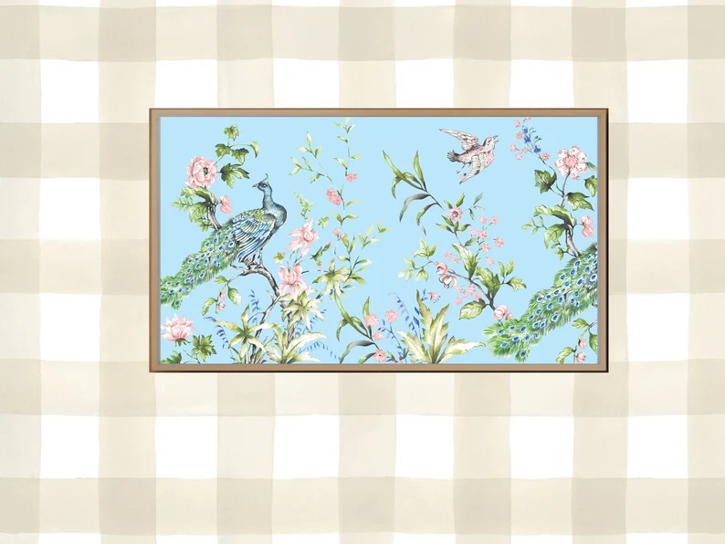 French Blue Chinoiserie Floral Pattern Artwork for Samsung | Etsy | Etsy (US)