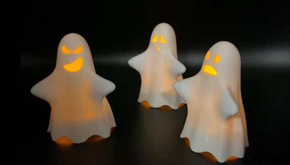 Spooky Ghosts W/ Flickering LED Candle  Halloween Decor  - Etsy | Etsy (US)