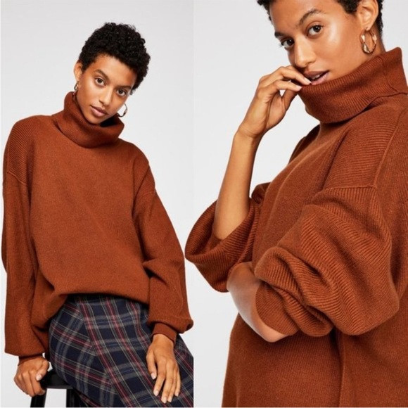 Free People Soft Structured Cowl Neck Terracotta Brown Sweater S | Poshmark