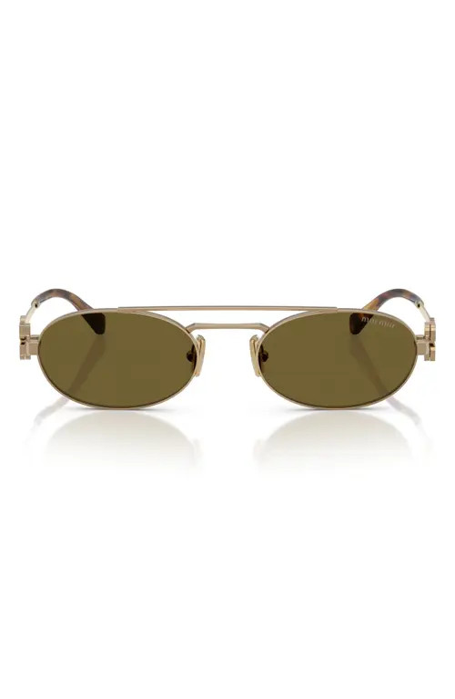 Miu Miu 53mm Oval Sunglasses in 7Oe09Z53 Dark Brown at Nordstrom | Nordstrom