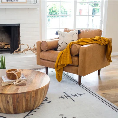 Napa Full-Grain Genuine Leather Lounge Chair | Wayfair North America