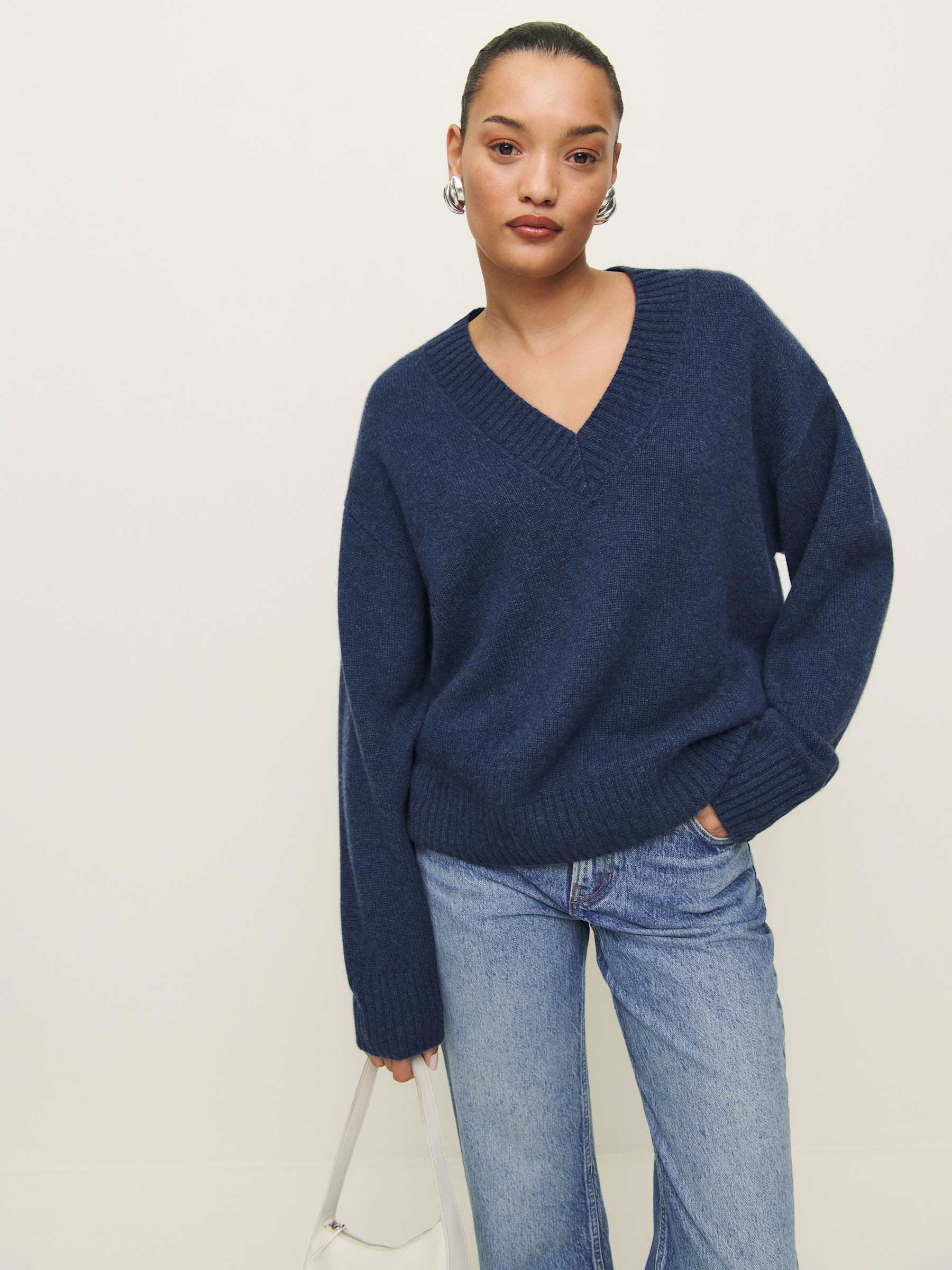 Jadey Cashmere Oversized V-neck Sweater | Reformation (Global)