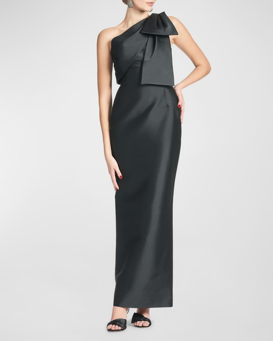Sachin & Babi Bonnie One-Shoulder Bow Column Gown | Neiman Marcus
