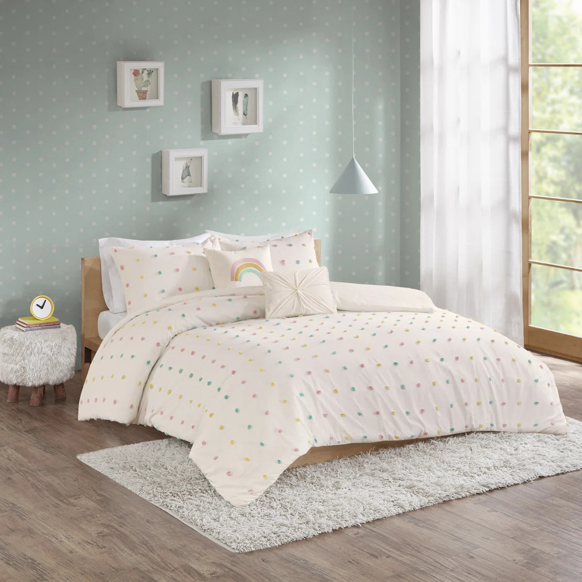Callie Cotton Jacquard Pom Pom Comforter Set | Wayfair North America