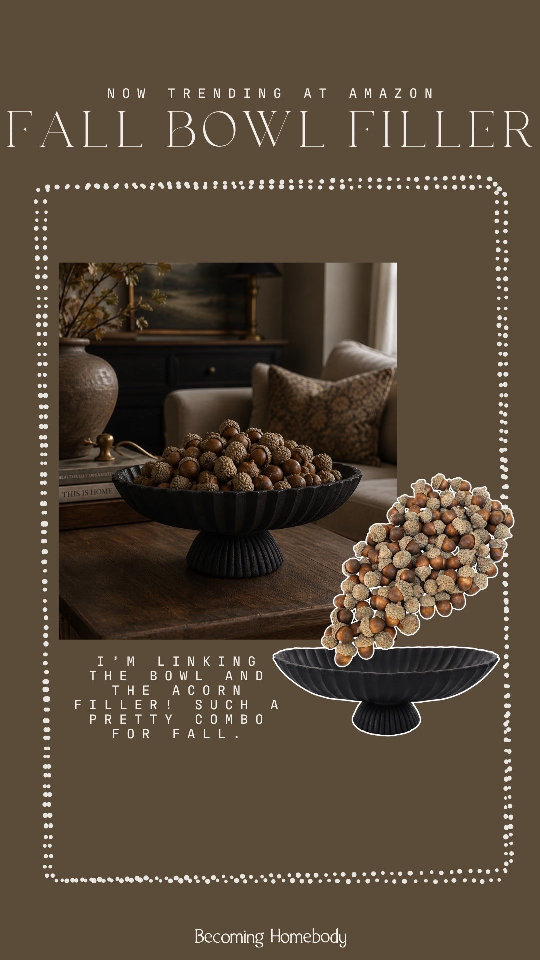 Seriously love this modern bowl and autumn acorn bowl filler! Perfect for fall, without feeling too Halloween-y. 🍂🍂

#LTKHome #LTKSeasonal