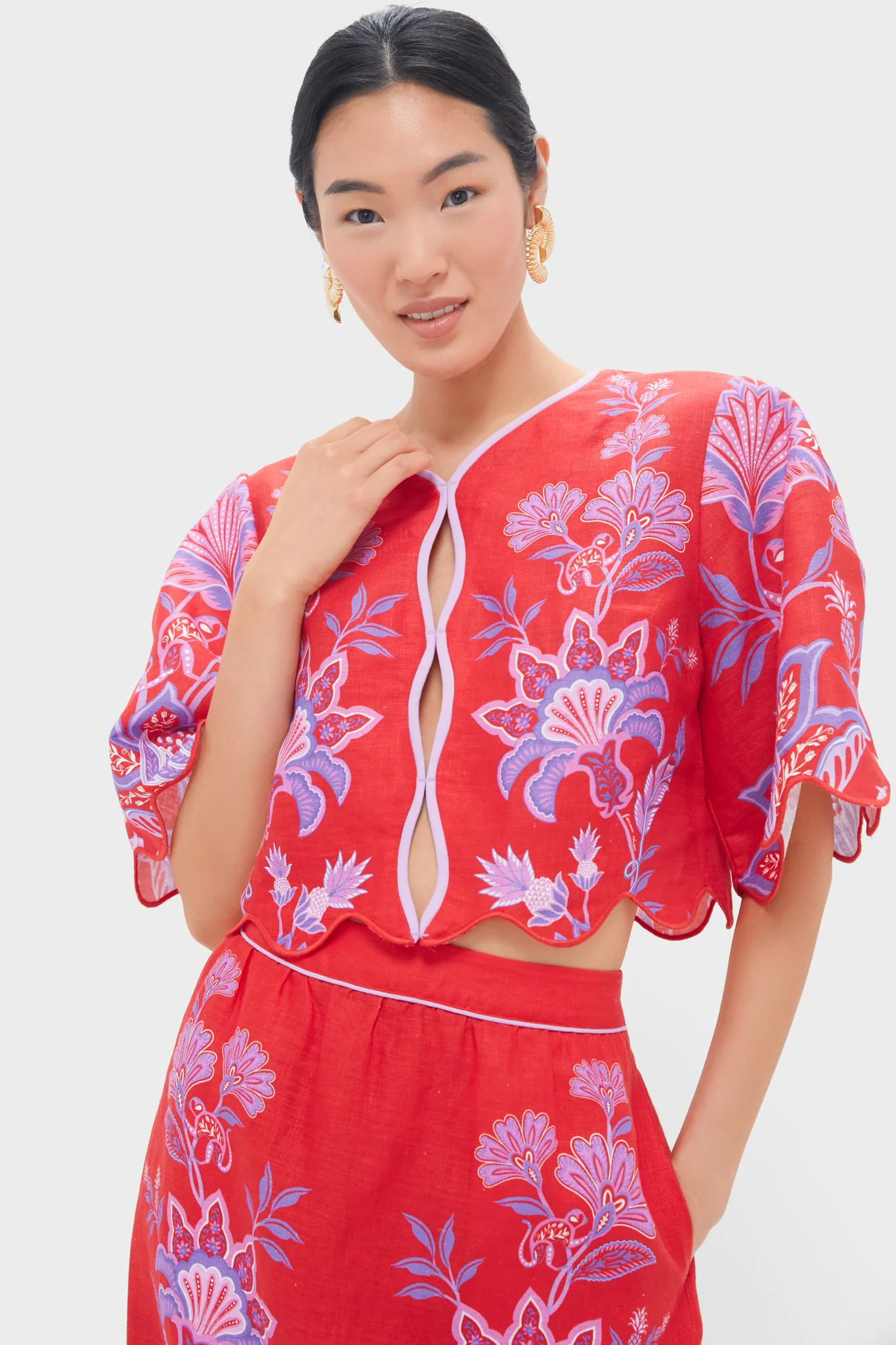 Porcelain Garden Red Blouse | Tuckernuck (US)