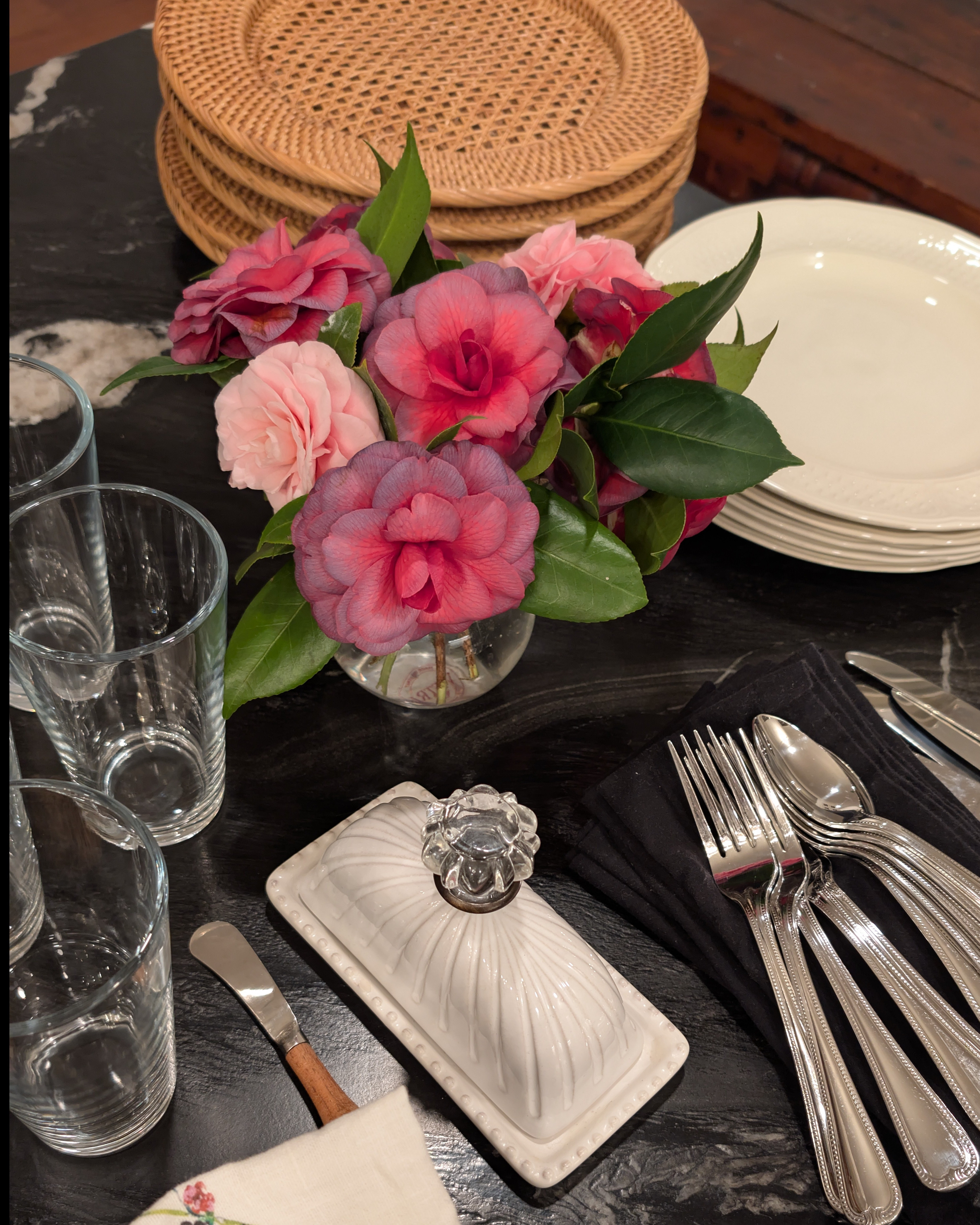 My table setting essentials! Rattan Chargers, Timeless Dinnerplates, Sturdy Water Glasses, Black Cotton Napkins, Elegant Flatware, and of course my Favorite Flower Vase are all versatile staples for any dinner party

#LTKSaleAlert #LTKHome #LTKFindsUnder100