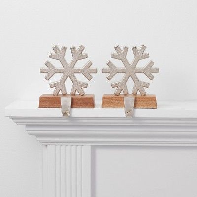 2ct Snowflake Christmas Stocking Holder Gold & Silver - Wondershop™ | Target