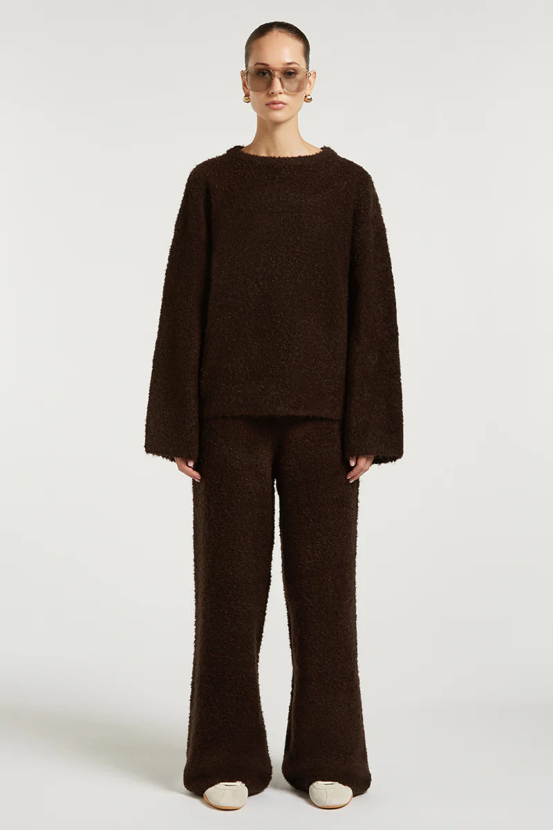 COCO Boucle Knit Sweater Dark Chocolate | 4TH ARQ Sets | 4tharq 