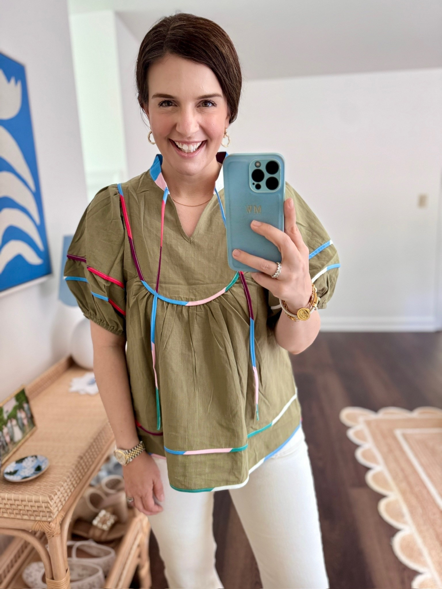 Green top easy to dress up or down. Fits TTS with a roomy fit. Comes in several color options. 

#LTKSeasonal #LTKStyleTip #LTKFindsUnder50