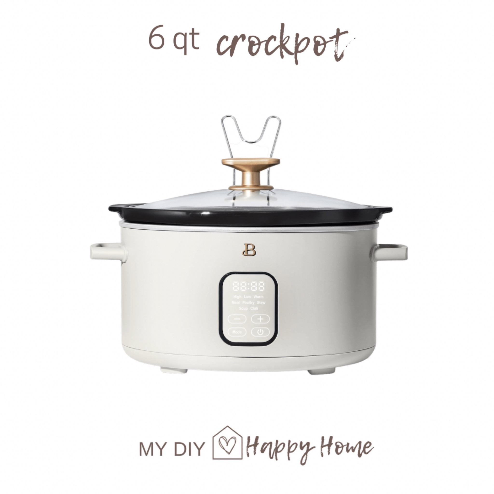 My 6 qt crockpot 

•programmable 
•lid holder 
•cord wrap 
•3 heat settings
•5 preset cooking functions 
•cool touch handles 
•flat screen control panel 

#LTKunder50 #LTKFind #LTKhome