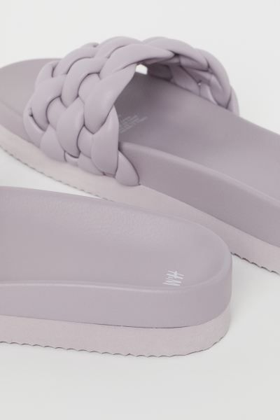 Open-toe slides in faux leather with a wide, braided foot strap. Faux leather lining and molded s... | H&M (US)