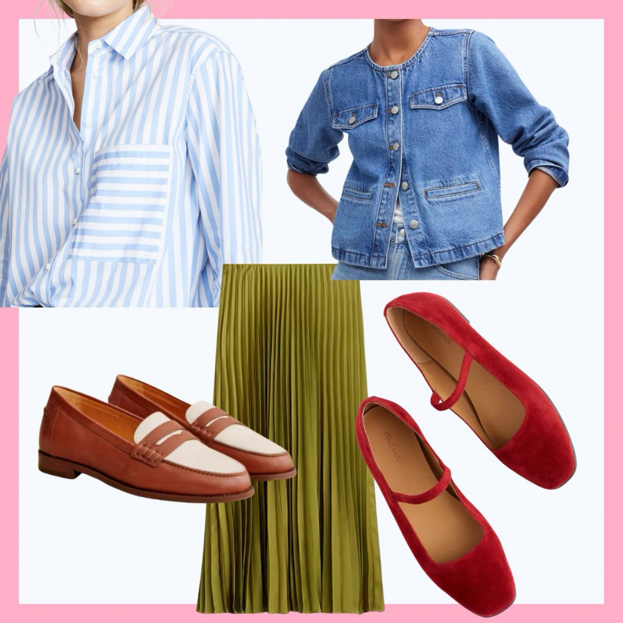 A week of bestselling favorites / jcrew pleated skirt, lady denim jacket, sezane two-tone loafers, madewell red ballerina flats, classic AYR stripe top I’ve had for years and still reach for constantly. 

♥️ Claire 

#LTKShoeCrush #LTKFindsUnder100 #LTKFindsUnder50