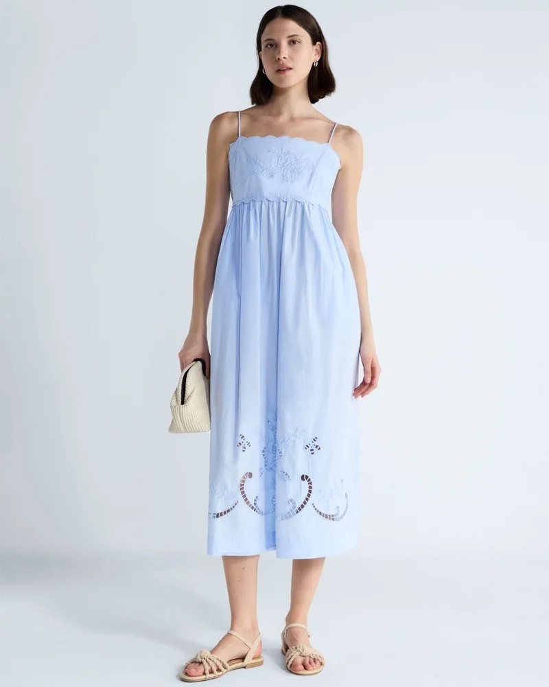 Under $40 💙 💯 Cotton scalloped embroidered midi dress