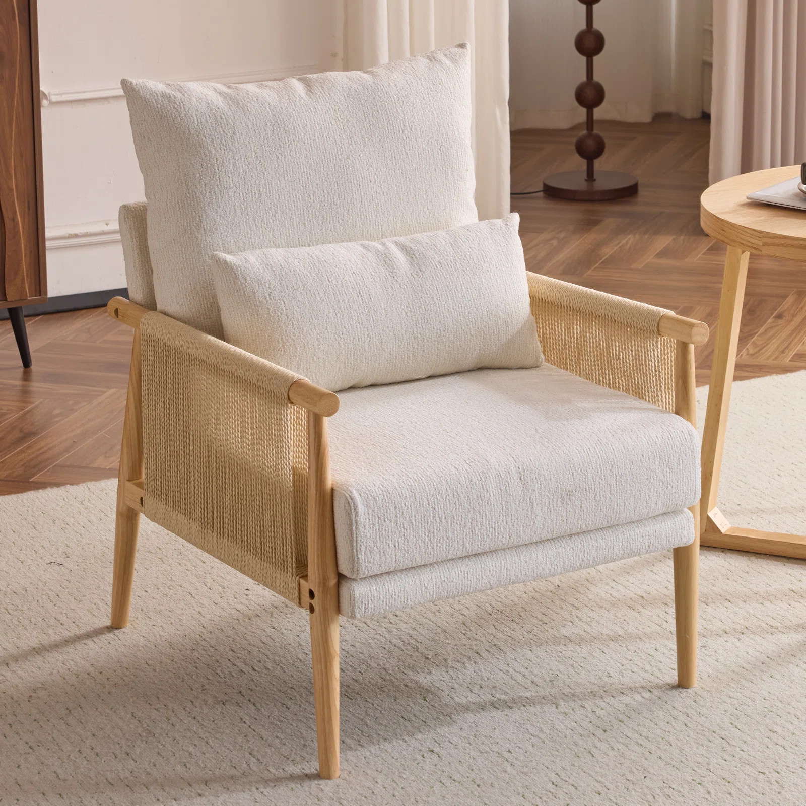 Masson Chenille Accent Chair Armchair With Pillow | Wayfair North America