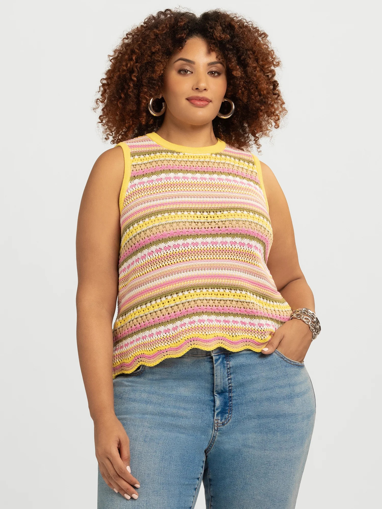 Jessica Simpson Women's and Women's Plus Kiari Cotton Sweater Tank Top, Sizes XS-4X | Walmart (US)