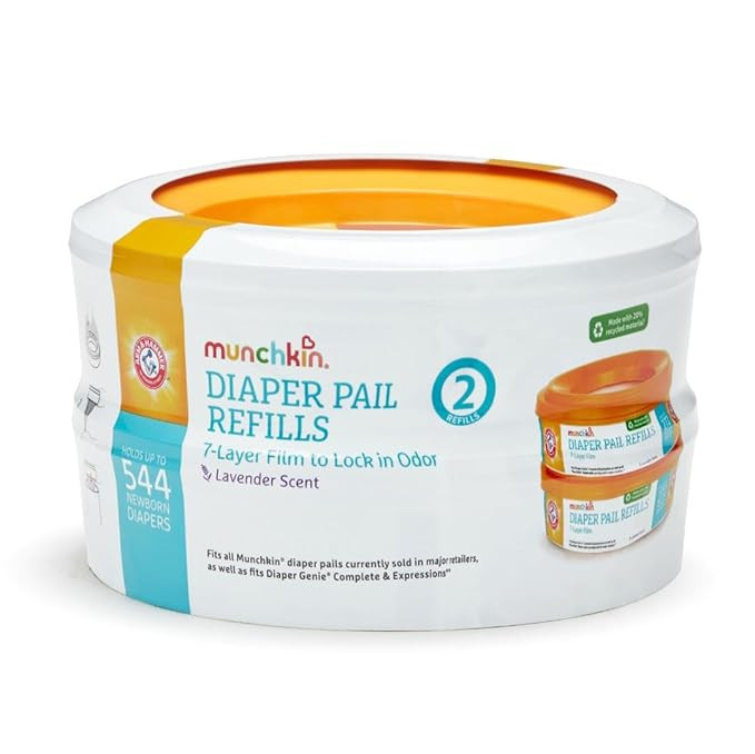 Munchkin® Arm & Hammer Diaper Pail Refill Rings, Holds up to 544 Newborn Diapers, 2 Pack | Amazon (US)