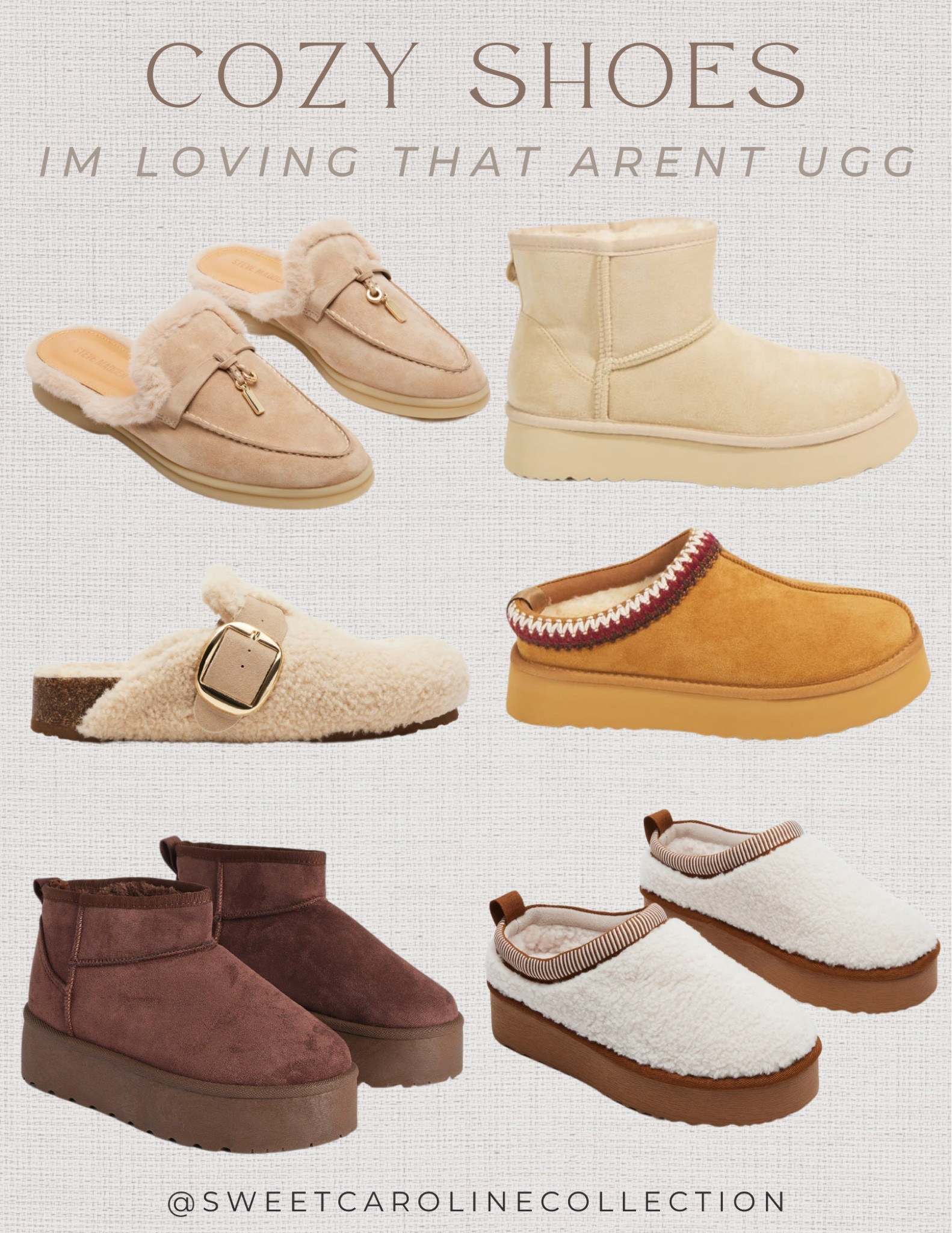 Cozy shoes I’m loving that aren’t Ugg! 🤎

Gift guide, shoes, slippers, boots, Ugg, dupe, Steve Madden, flats, mules, Amazon, boohoo, EGO, j.crew, Nordstrom, Birkenstock, clog, vivaia, altard state, gift idea, cozy, home, winter, style, fashion, trendy, new arrivals, best seller, under 200, under 100, under 50, sale, cyber week, Sherpa shoes, Christmas, sweet Caroline collection

#LTKGiftGuide #LTKSeasonal #LTKshoecrush