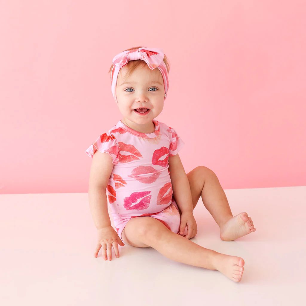 Lipstick Pink Ruffled Cap Sleeve Baby Bodysuit | Isabela | Posh Peanut