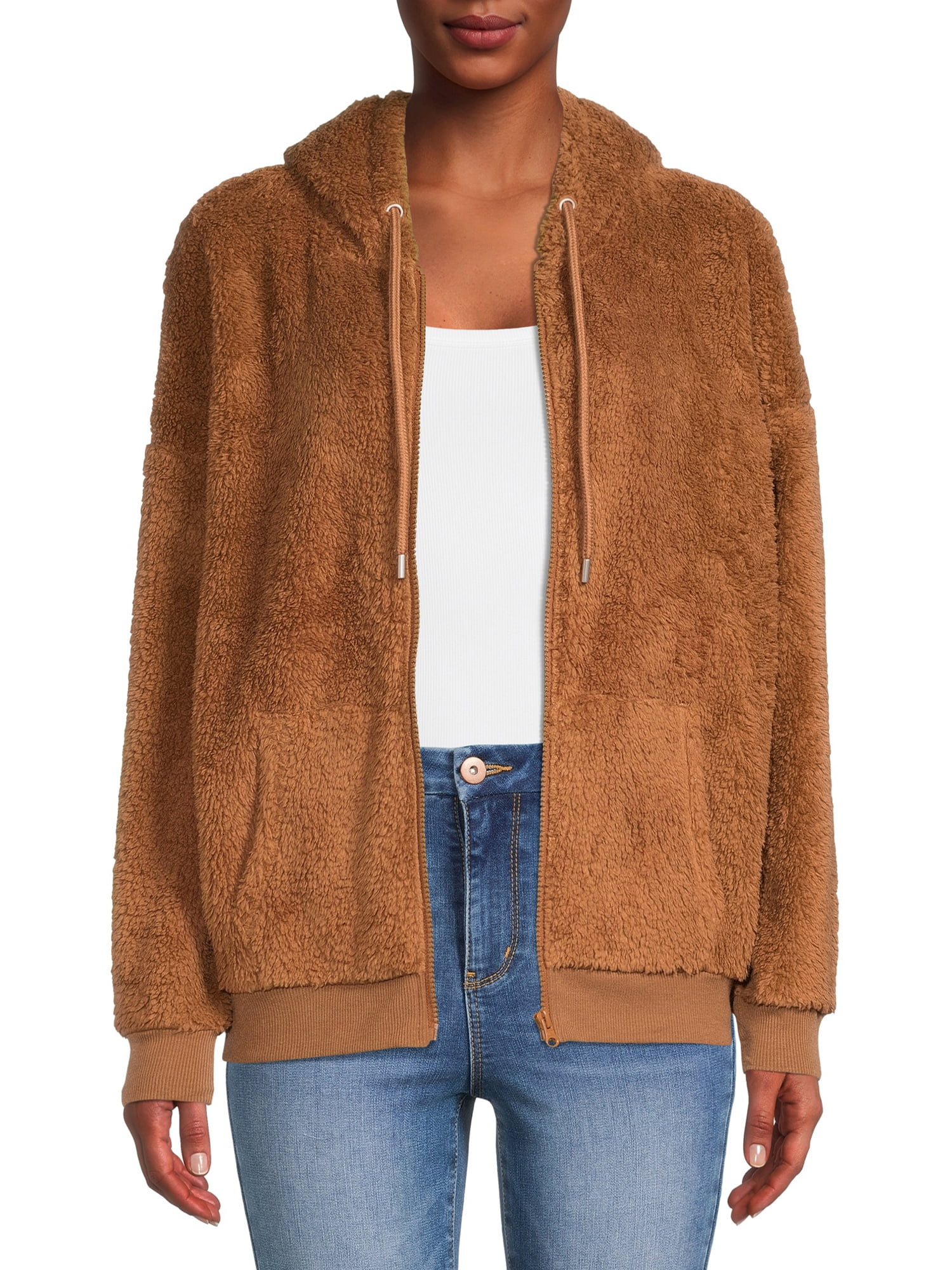 No Boundaries Junior's Faux Sherpa Hoodie - Walmart.com | Walmart (US)