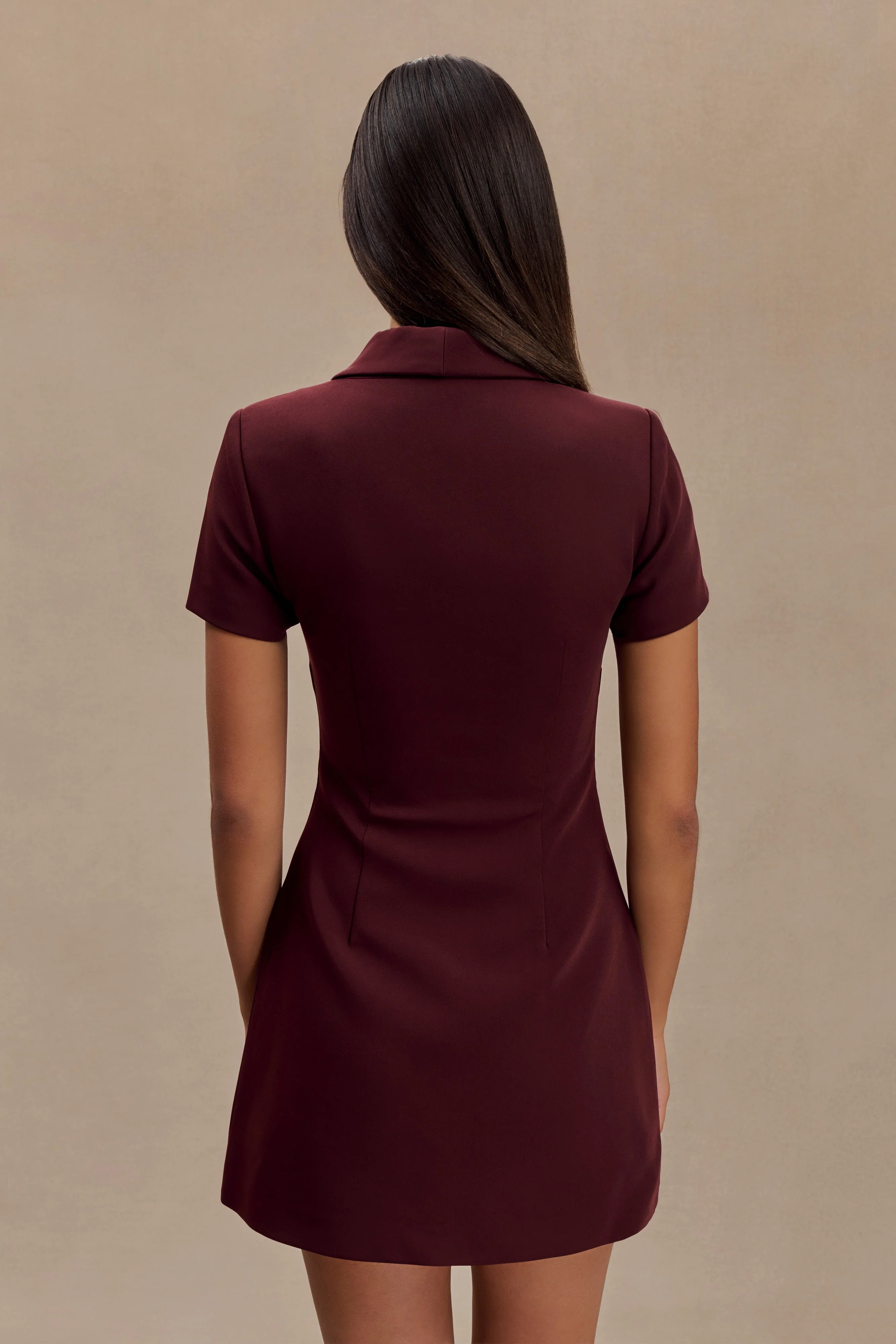 Paolina Collared Suiting Mini Dress - Plum | MESHKI US