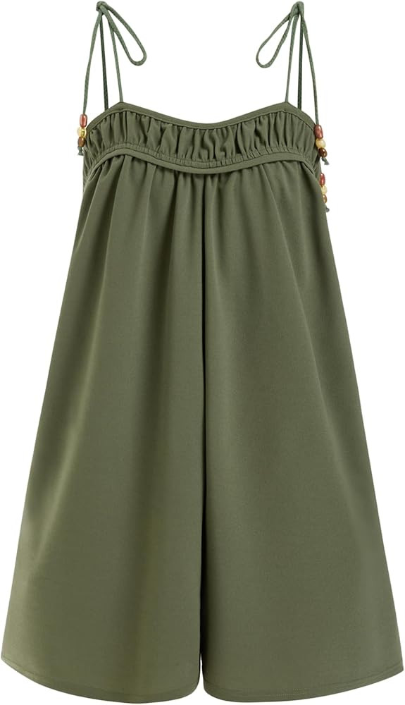 CIDER Rompers for Women Square Neck Tie Dressy Short Jumpsuits With Pockets Boho Flowy Casual Sum... | Amazon (US)