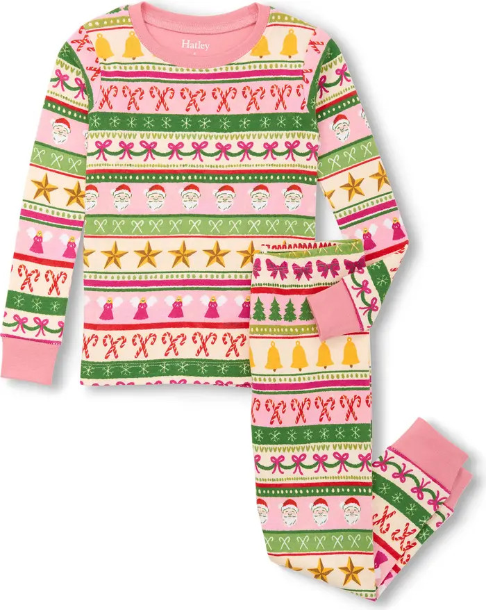 Hatley Kids' Holiday Fair Isle Organic Cotton Fitted Two-Piece Pajamas | Nordstrom | Nordstrom