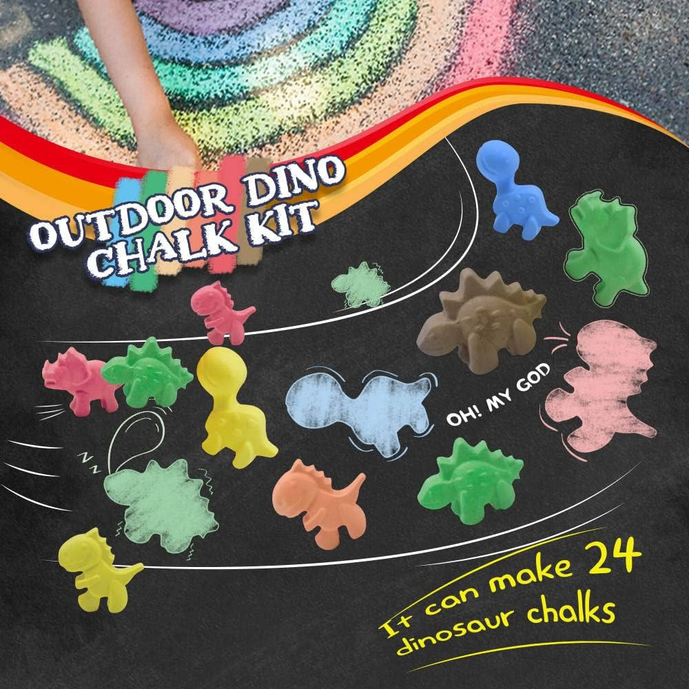 Premium Outdoor - Dinosaur Chalk DIY Kit Washable - Non Toxic Easy Clean up - Unleash your imagin... | Amazon (US)