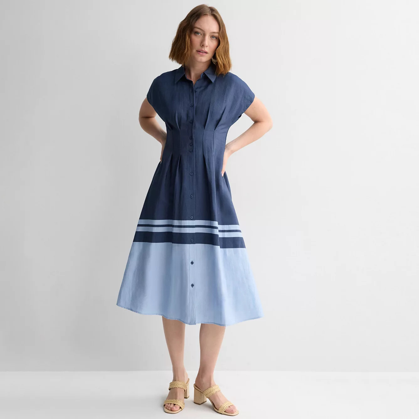Women's Nine West Cinched Waist Midi Shirt Dress | Kohl's