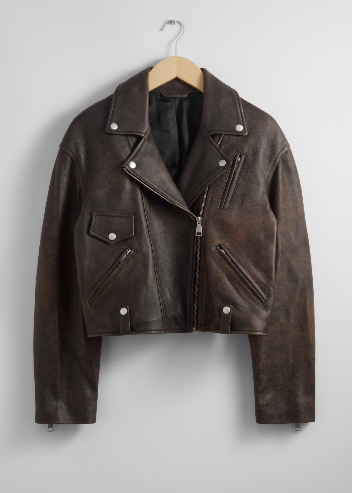 Oversized Biker Leather Jacket - Brown | & Other Stories (EU + UK)