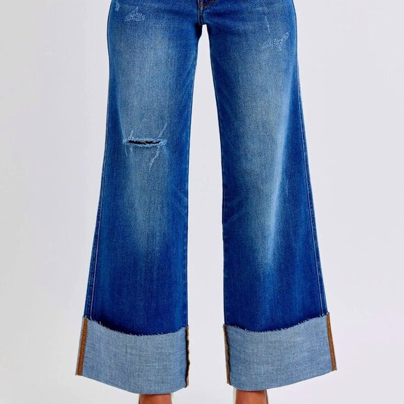 Judy Blue Full Size Distressed High Waist Wide Leg Jeans | Poshmark