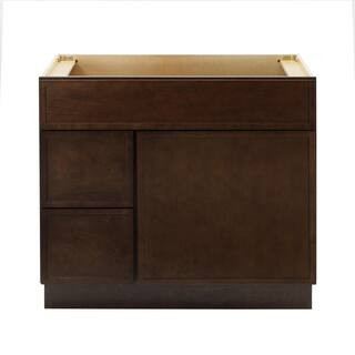 Vanity Art 36 in. W x 21 in. D x 32.5 in. H 2-Left Drawers Bath Vanity Cabinet without Top in Bro... | The Home Depot