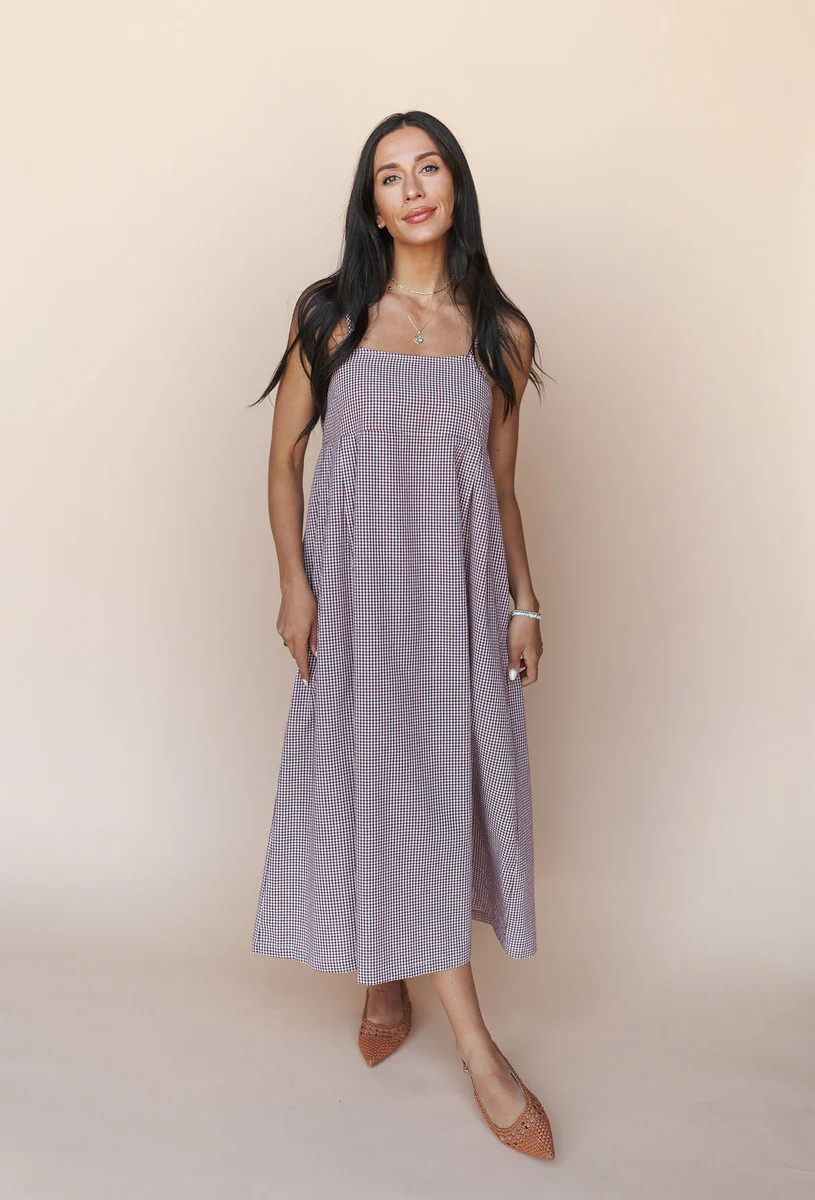 Alice Gingham Midi in Red | Henly