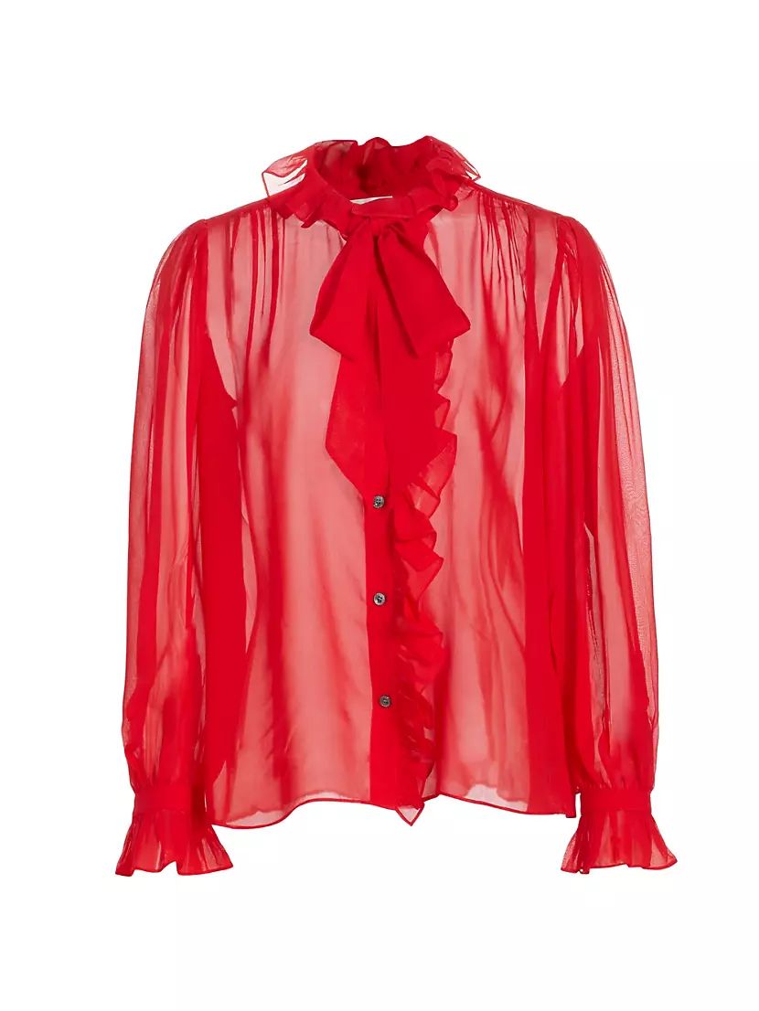 Ruffled Silk Button-Front Blouse | Saks Fifth Avenue