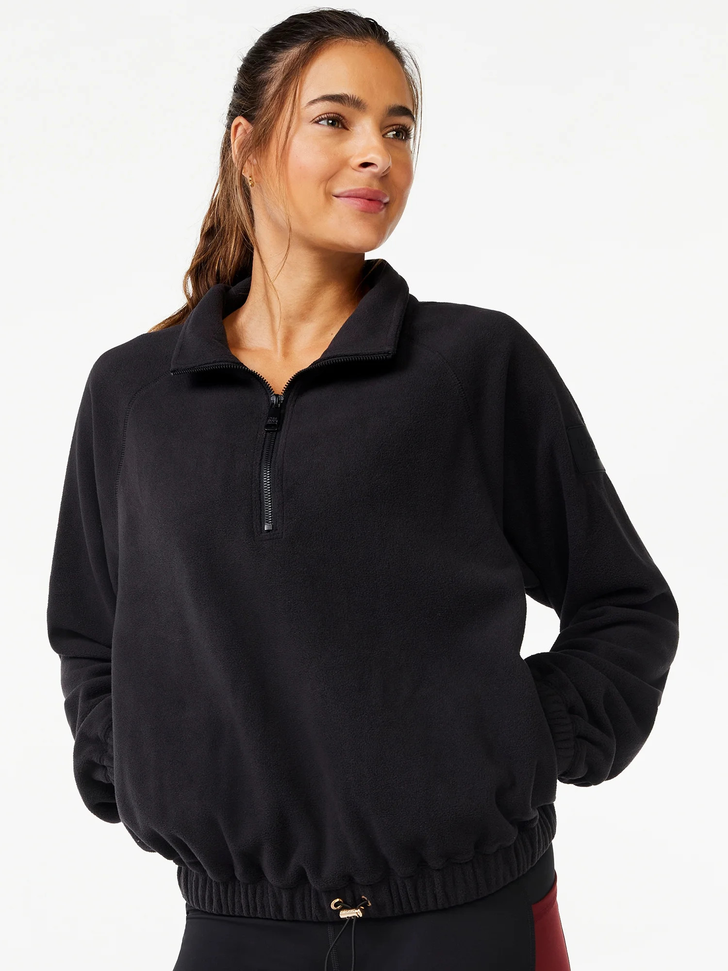 Love & Sports Women's Fleece Cropped Quarter Zip Pullover - Walmart.com | Walmart (US)