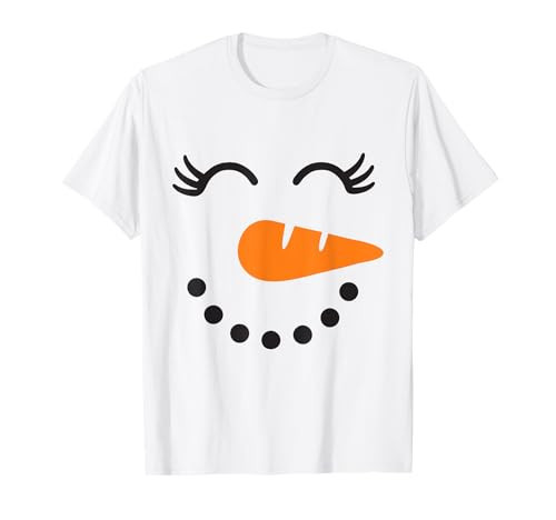 Eyelashes Christmas Outfit Snowman Face Costume Girls Womens T-Shirt | Amazon (US)