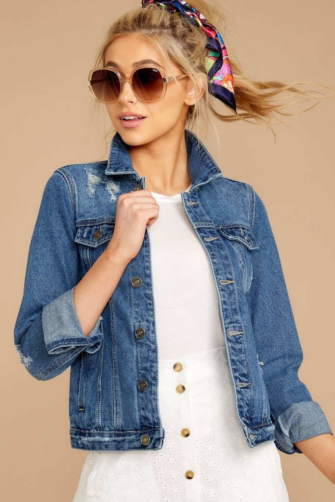 Step Off The Plane Denim Jacket | Red Dress 