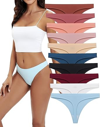 10 Pack Seamless Thongs for Women Breathable Thong Underwear Set No Show Panty Line | Amazon (US)