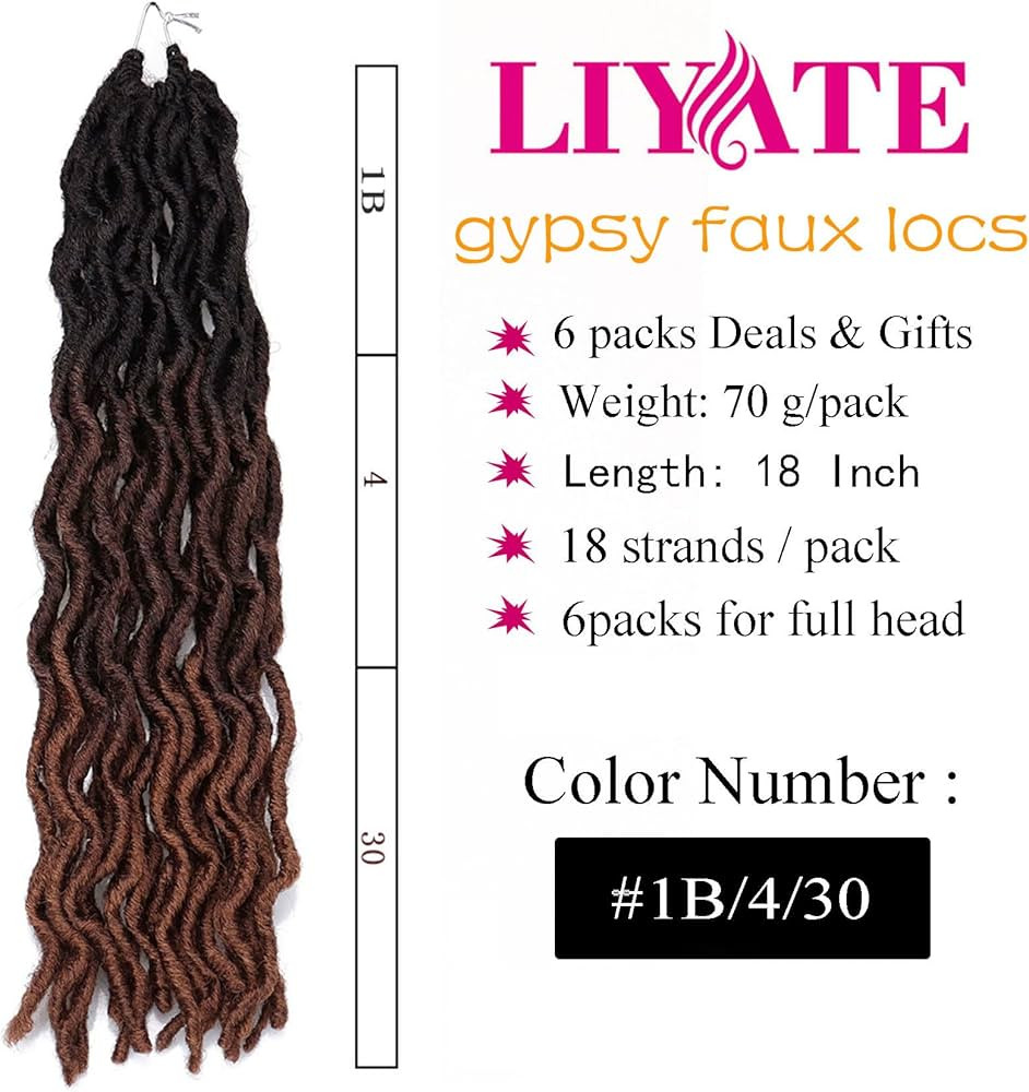 18 Inch Goddess Faux locs Crochet Hair 6 Packs/Lot Soft Gypsy Locs Wavy Crochet Braids Dreadlocks... | Amazon (US)