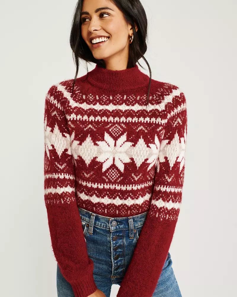 Fair Isle Mock Neck Sweater | Abercrombie & Fitch US & UK