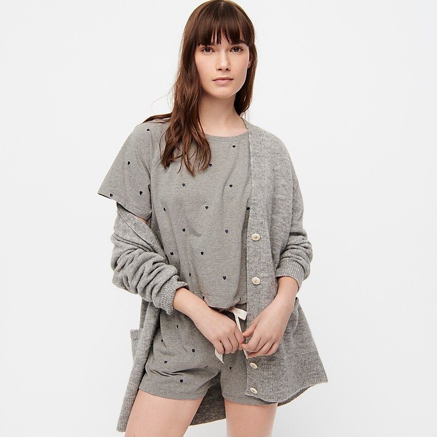Dreamy pajama short set with heart embroidery | J.Crew US