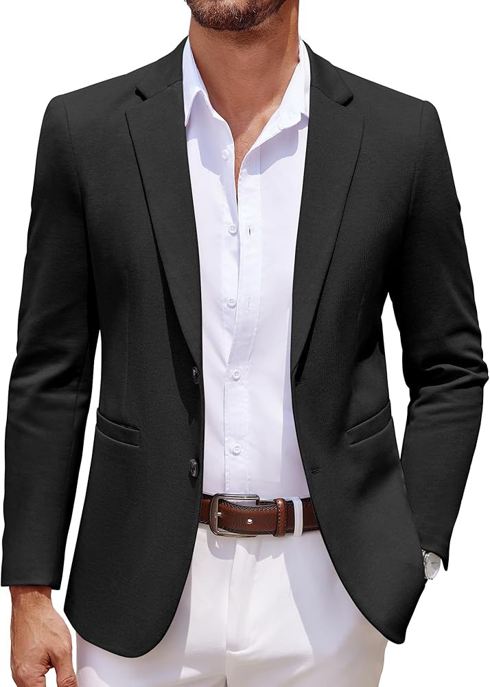 COOFANDY Men's Casual Knit Blazer Two Button Lightweight Sport Coats Suit Jacket | Amazon (US)