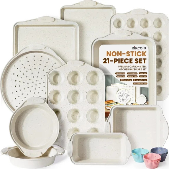 Kikcoin Bakeware Set, 21-Piece Baking Pans Set Kitchen Carbon Steel Baking Sheet Pans with Silico... | Walmart (US)