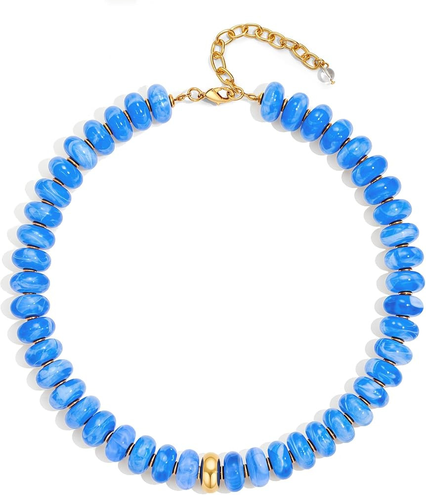 WOWORAMA Colorful Chunky Necklaces for Women 20MM Large Oversized Resin Beaded Necklace Bold Stat... | Amazon (US)