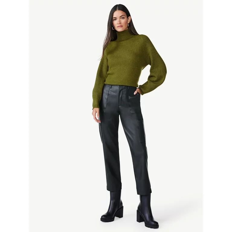 Scoop Women's Ribbed Oversized Turtleneck Sweater with Long Sleeves, Sizes XS-XXL - Walmart.com | Walmart (US)