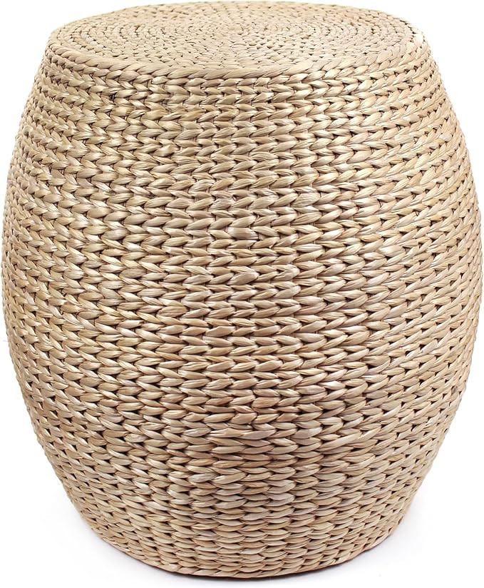 Round Poufs Ottoman,Hand Woven Natural Braided Cattail Ottomans Pouf for Patio,Home,Office,Living... | Amazon (US)