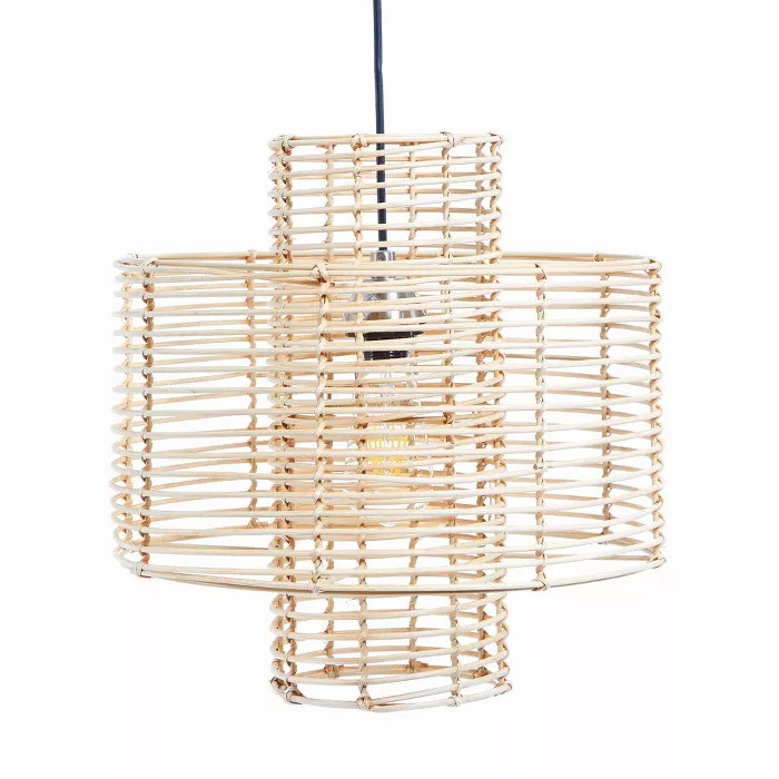 15.25" Cyndi Rattan Silverwood Pendant Light Brown - Decor Therapy | Target