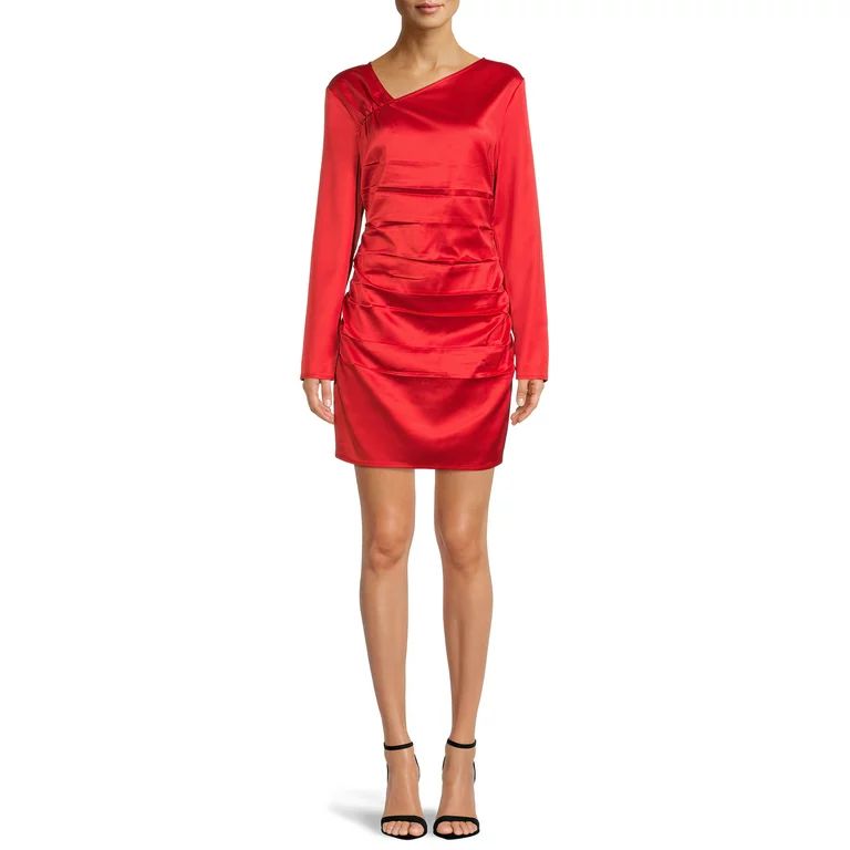 Kendall + Kylie Junior's Asymmetric Pleated Satin Dress | Walmart (US)